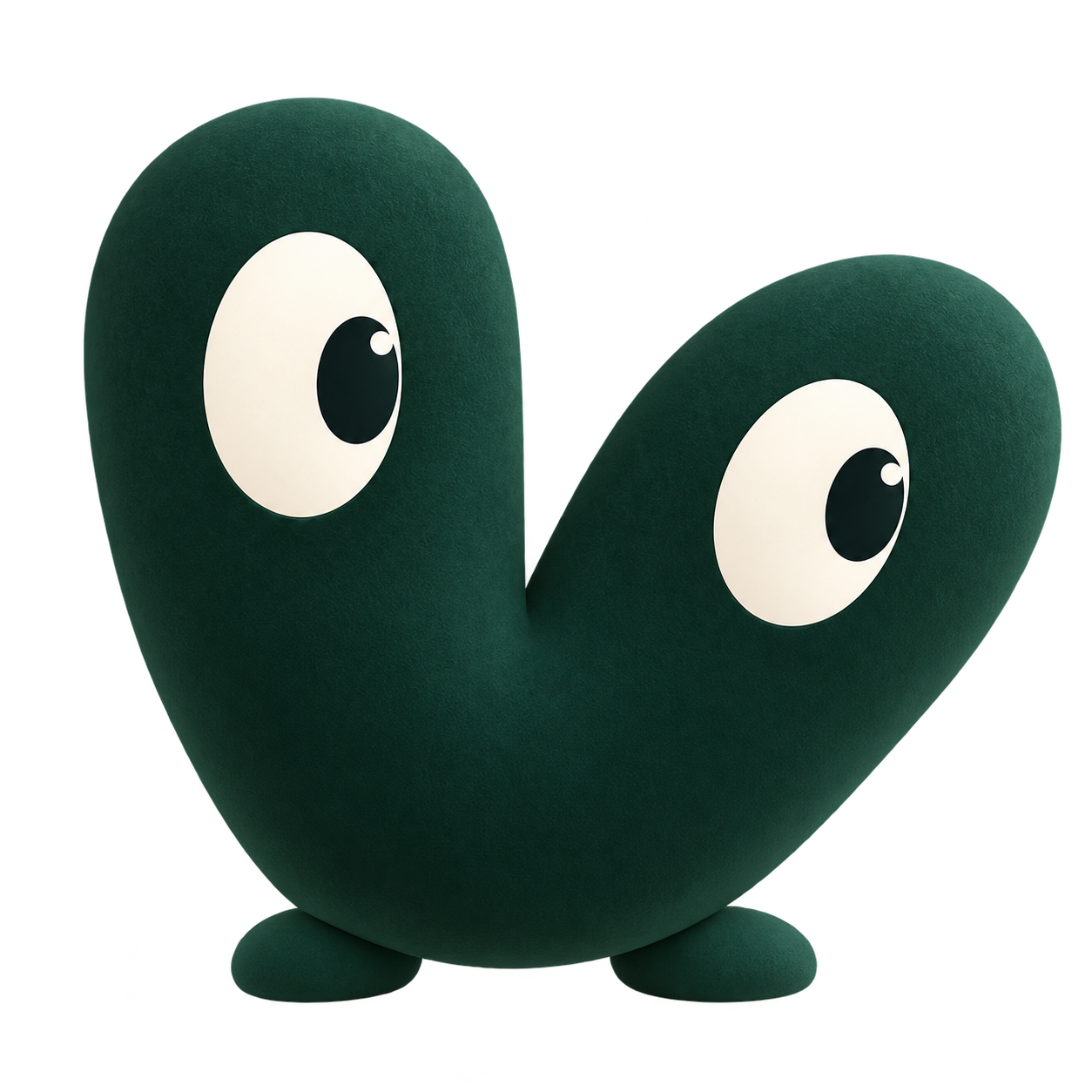 Vansa Bot, a friendly forest-green character with two curious eyes
